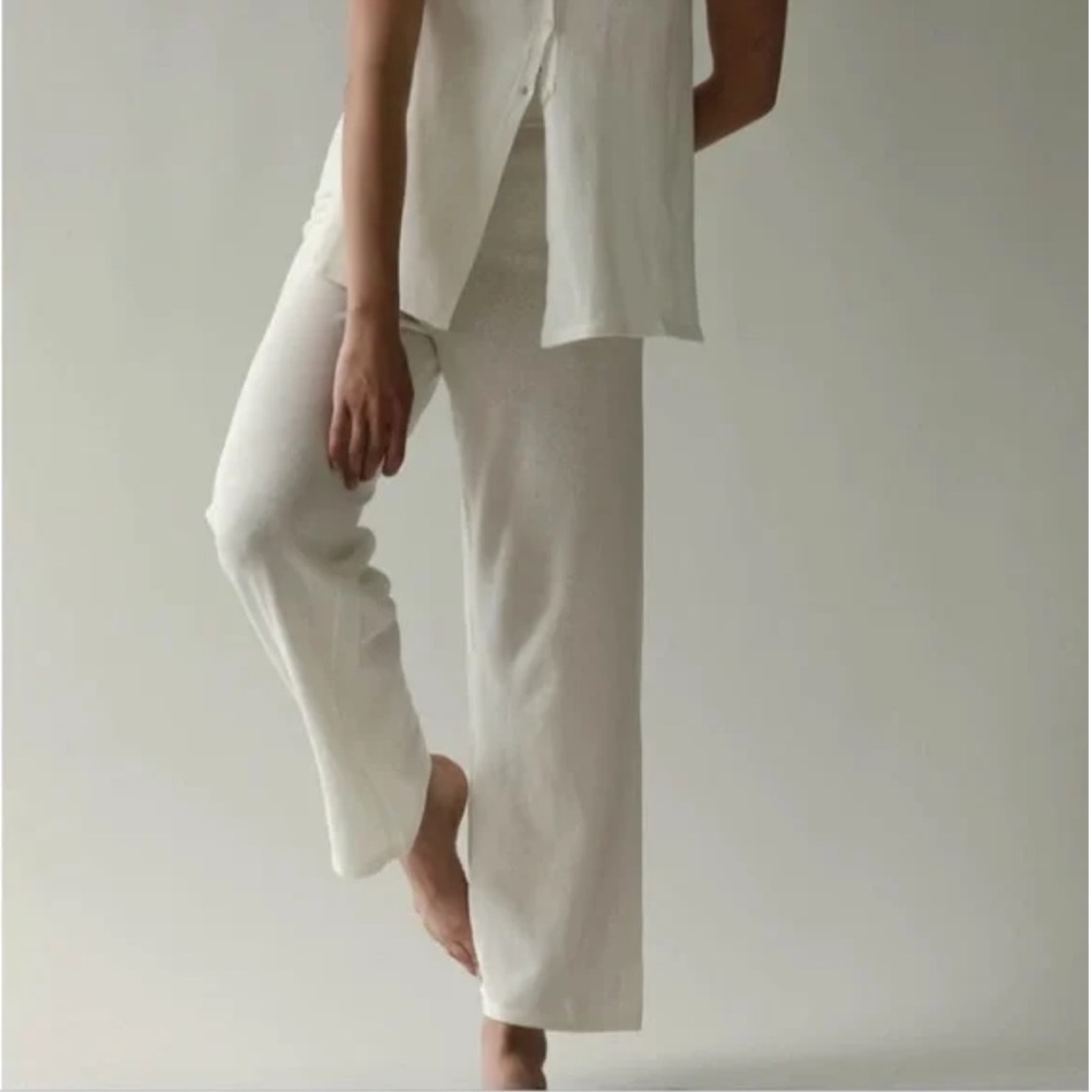 JAMES STREET CO. SAGE CREAM GAUZE HIGH WAISTED WIDE LEG PANTS - Picture 7 of 9